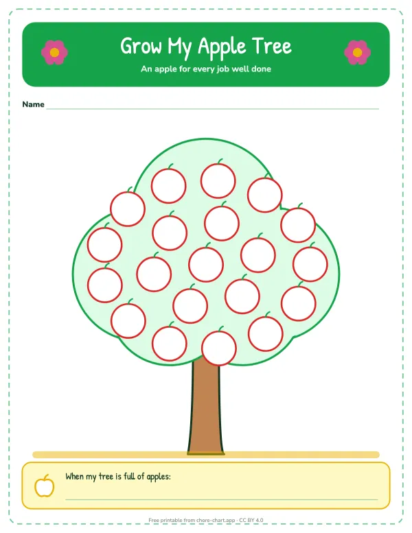 Apple tree sticker chart