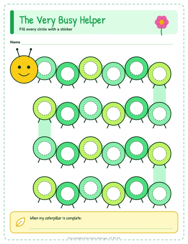 Caterpillar sticker chart