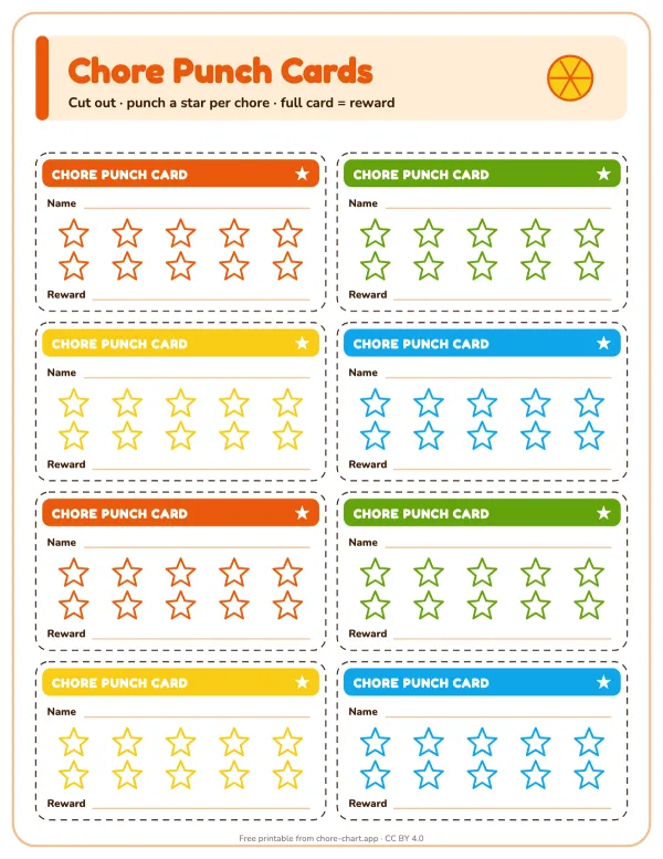 Chore punch cards