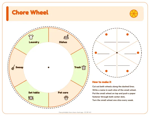Chore wheel for multiple kids