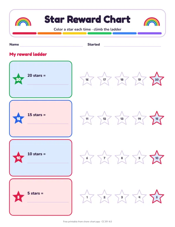 Reward star ladder