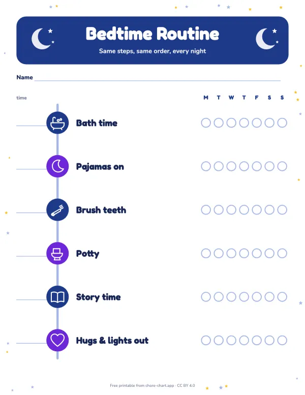Bedtime routine chart