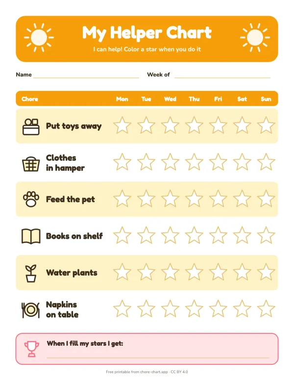 Toddler picture chore chart