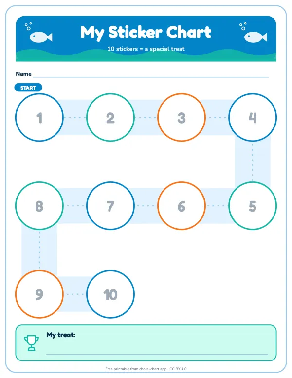 Toddler sticker chart (10 big spots)